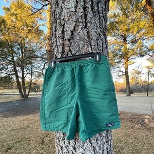 Turquoise Patagonia 5” inseam baggie shorts